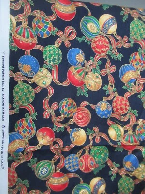 Christmas Ornaments Cotton Fabric  Sharon Kessler for Concord VTG RARE  SBTY X - Image 1 of 4