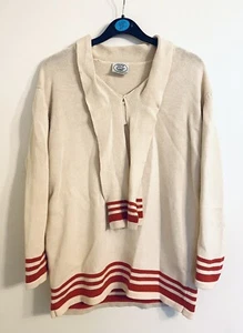 Laura Ashley Jumper Pullover Top Cream & Red Size UK Small Vintage Hong Kong - Picture 1 of 12