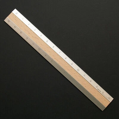 Midori 15cm Aluminium Wooden Ruler Engraved Scale Bamboo Wood Made In Japan