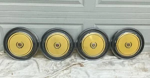 1976 1977 78 Cadillac Eldorado Hubcaps Wheel covers Yellow Matched Set (4) 74 75 - Picture 1 of 1