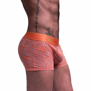 SKULL & BONES Boxer Trunk Lace Luxurious Cotton Single Layer Burnout Orange 1 - Picture 1 of 5