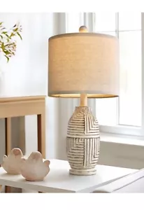 New Farmhouse Single Resin Beige Table Lamp 20.25" - FAST SHIPPING - Picture 1 of 9
