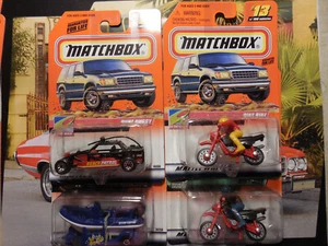 MATCHBOX OUTDOOR LOT 4 DIRT BIKE WHITE WATER RAFT/BOAT DUNE BUGGY TO THE BEACH - Picture 1 of 10