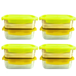 8 Set, Airtight 700ml Stainless Steel Food Lunch Bento Storage, Meal Prep Box - Picture 1 of 7
