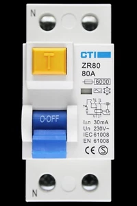 CTI 80 AMP 30mA DOUBLE POLE RCD TYPE AC ZR80 - Picture 1 of 6