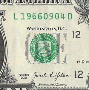 SEP 04 1966 Birthday Date Note Fancy Serial Number One Dollar Bill 09 04 1966 - Picture 1 of 11