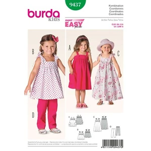 BURDA SEWING PATTERN 9437 TODDLERS GIRLS 18M-6YR EASY SUN-DRESS, MAXI, TOP PANTS - Picture 1 of 7