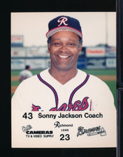 1989 Richmond Braves Team issue Photo card Sonny Jackson 4x5 Bob's Camera's *