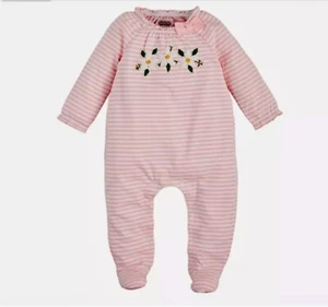 Mud Pie Baby Girls Pink Magnolia Applique Footed One Piece Size 0-3 Months - Picture 1 of 2
