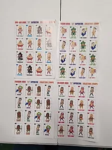4 Blatt WWF Kolosseum Video Sammler Briefmarken Bret Tatanka HBK Razor Yokozuna 90er - Bild 1 von 5