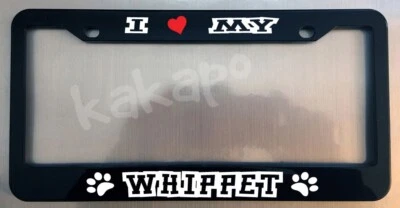 Marco de matrícula negro brillante I LOVE MY WHIPPET Foto 1 de 4