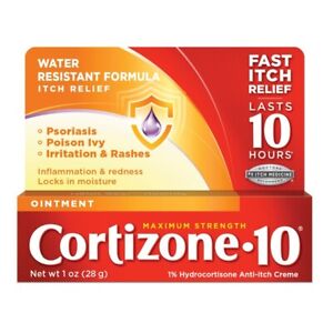 Cortizone 10 Maximum Strength Hydrocortisone Anti-Itch Ointment Fast Relief 1 Oz