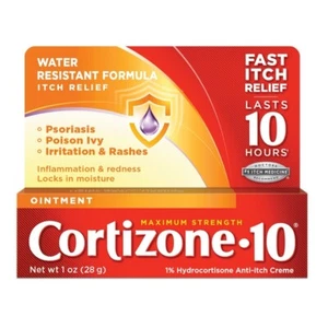 Cortizone 10 Maximum Strength Hydrocortisone Anti-Itch Ointment Fast Relief 1 Oz - Picture 1 of 1