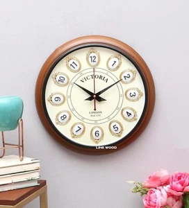 12" Vintage Wooden Wall Clock Antique Styles Clock Rustic Wall Home Office Decor - Picture 1 of 47
