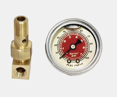 FUEL PRESSURE LIQUID FILLED GAUGE RED ADAPTER KIT FOR HONDA K20 EG6 EK EM2 EK9 - Image 1 of 4