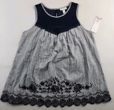 Camiseta sin mangas de maternidad Liz Lange camisa sin mangas algodón ribete de encaje para mujer pequeña Foto 1 de 4