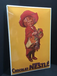 XXL Blechschild Nestle 60x40 cm Chocolat Nestle Kind mit Korb 3D geprägt - Bild 1 von 1