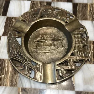 Vintage Brass Metal Dragon Oriental Motif Decorative Ashtray - Picture 1 of 6