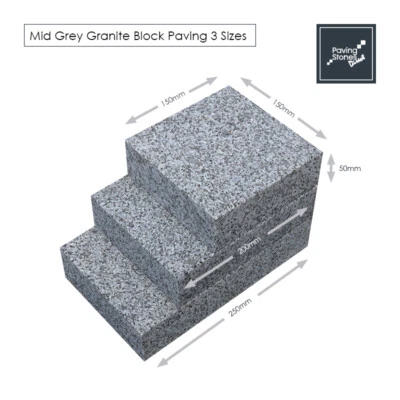 Mid Grey granite 50mm Driveway setts paving edging block paving stone - Image 1 of 2