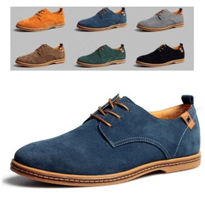 Herren Wildleder Derby Schuhe Freizeit spitz zulaufend Schnürschuhe flach formelles Geschäftskleid - Bild 1 von 11