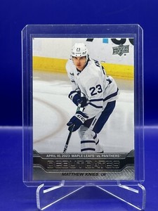 2023-24 Upper Deck Series 1 Hockey Matthew Knies Debut Dates card # DD-18