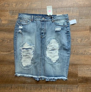 NWT Rue 21 Vanilla Star High Waist Size 16 Button Fly Denim Pencil Skirt - Picture 1 of 13