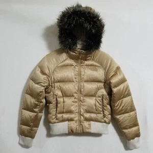 The North Face Mujer XS Capucha de Piel Chaqueta Dorada Abrigo con Capucha Invierno Amortiguador Damas - Imagen 1 de 10