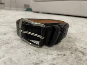 Genuine Leather Made in Italy Black Belt with Silver Hardware 49” - Picture 1 of 7