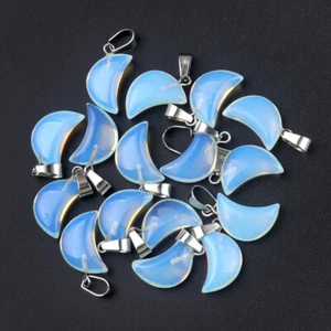 50pcs Opal Stone Moon Pendant DIY Necklace Jewelry Making Wholesale - Picture 1 of 3