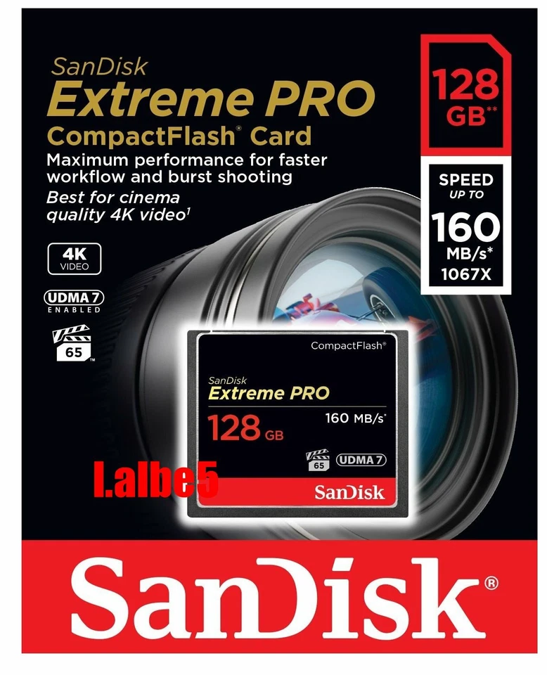 Sandisk Extreme Pro 128GB Compact Flash Card CF card 160MB/s Full HD video - Image 1 of 1