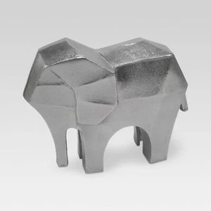 Elephant Figure Silver - Project 62 Medium Size Decoration Geometric Metal 8x6x3 - Picture 1 of 2