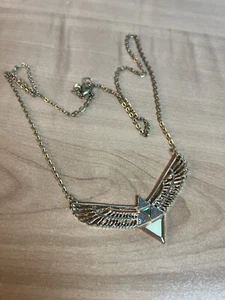Golden Hawk Anhänger Halskette grüner Stein Vogel Flügel 2,5" Spannweite - Bild 1 von 6