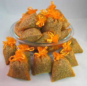Set of 50 Lavender Sachets made with Orange Organza Bags - Picture 1 of 3