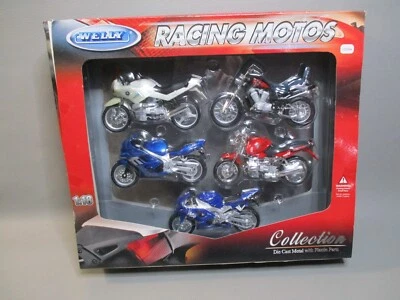 LG2544 WELLY 19660-5G 1/18 Moto Coffret Racing Motos BMW Honda Triumph Yamaha - Photo 1/4