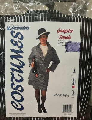 DISFRAZ A RAYAS BLANCO Y NEGRO GÁNGSTER MUJER ADULTO TALLA MEDIANA por ALEXANDERS ~ NUEVO Foto 1 de 4