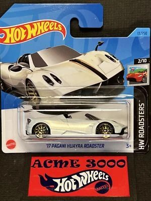 2023 Hot Wheels - 17 PAGANI HUAYRA - 13/250 HW ROADSTERS 2/10 Short Card HKH37 - Image 1 of 3
