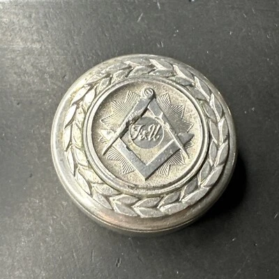 BOITE ANCIENNE PILULE POUDRIER  Metal Argenter Franc-maçonnerie - Photo 1/4