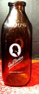 Vintage Quart Milk Bottle Bordens Amber Gail Borden Signature Quality Borden’s - Picture 1 of 6