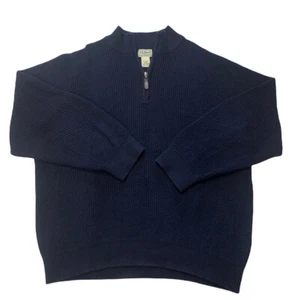 L.L. Bean Cotton & Cashmere Mock Neck 1/4 Zip Sweater XL Navy Blue - Bild 1 von 6
