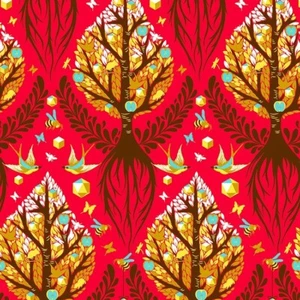 Rare Tula Pink The Birds & the bees Bees Knees Cinnamon Cotton fabric - Bild 1 von 1
