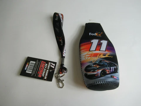 NASCAR Denny Hamlin #11 Bottle Coozie & Key Strap Lanyard Package Cover