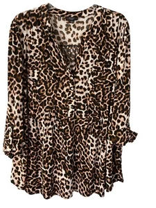 Cocomo Top Damen 3X Stretch Strick Biesen 3/4 Roll Riegel Ärmel Tunika Bluse - Bild 1 von 7