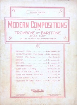 Heroica Sheet Music Trombone Or Baritone Solo Piano Accompaniment De Lamater - Image 1 of 4