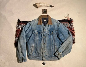 Lee Storm Rider Union Made USA Jacket M 40L Blanket Lined Distressed Blue Denim - Picture 1 of 24