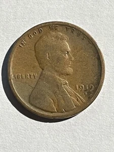 1919-S San Francisco Mint Copper Lincoln Wheat Penny One Cent Antique Vintage - Picture 1 of 3