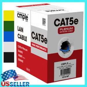 Cat5e Plenum Cable 1000 Feet Bulk Solid 24 AWG CMP Internet Cord Ethernet Wire - Picture 1 of 12
