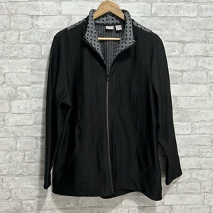Chico’s Zenergy Jacket Full Zip Black Gray Mixed Media Pockets All Seasons 3 XL - Picture 1 of 16