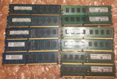 Lote de 11 marcas mixtas 2 GB PC3-8500 DDR3 memoria de escritorio 1066 MHz Foto 1 de 4