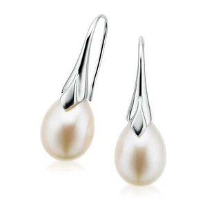 Sterling Silver 10-11mm Fresh Water Pearls Drop Earrings - Picture 1 of 1