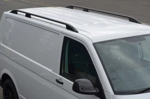 Black Roof Rack Rails Side Bars To Fit L1H1 Volkswagen Caravelle (2016+) - Picture 1 of 6